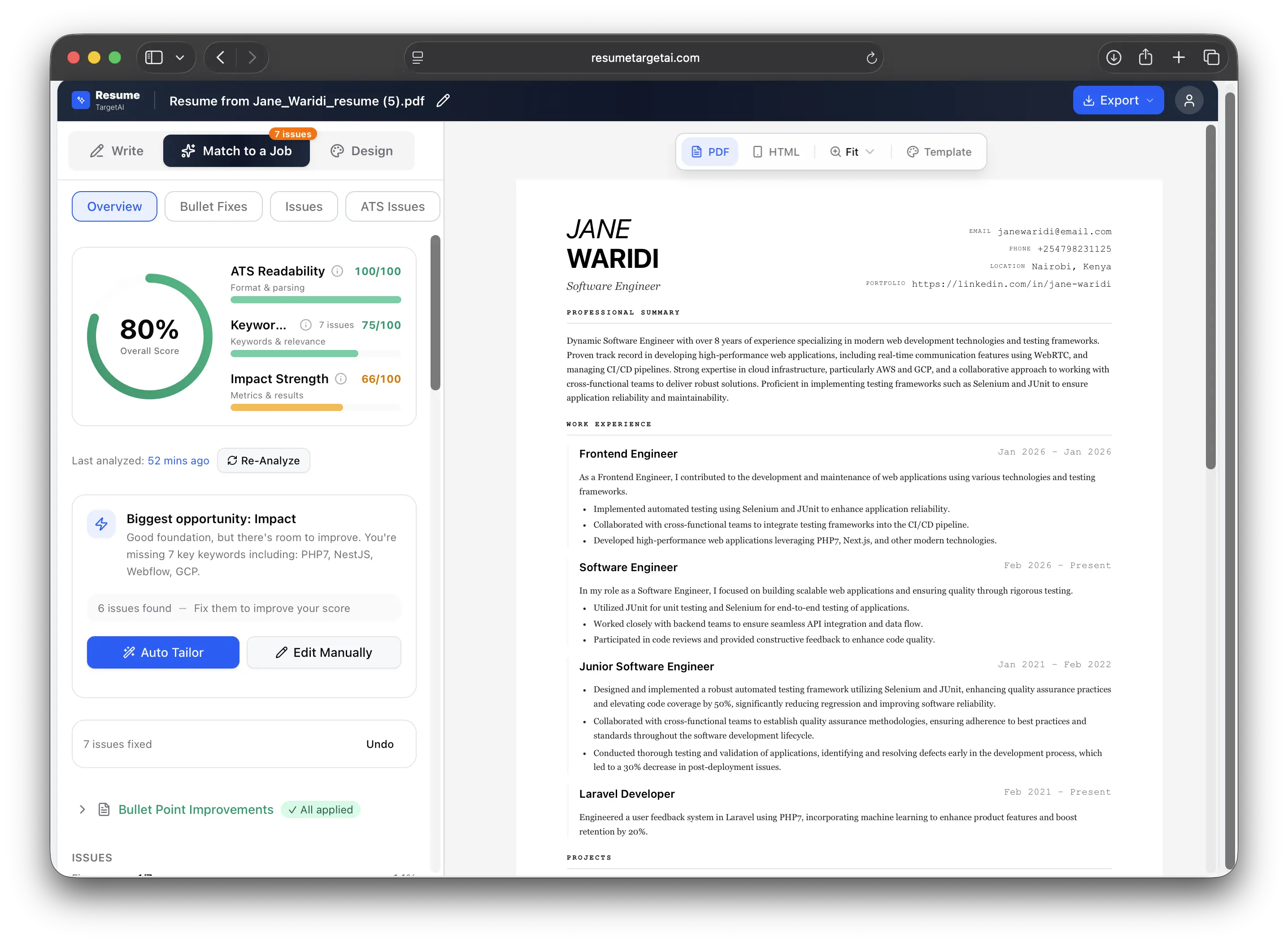 Generate a tailored cover letter with AI