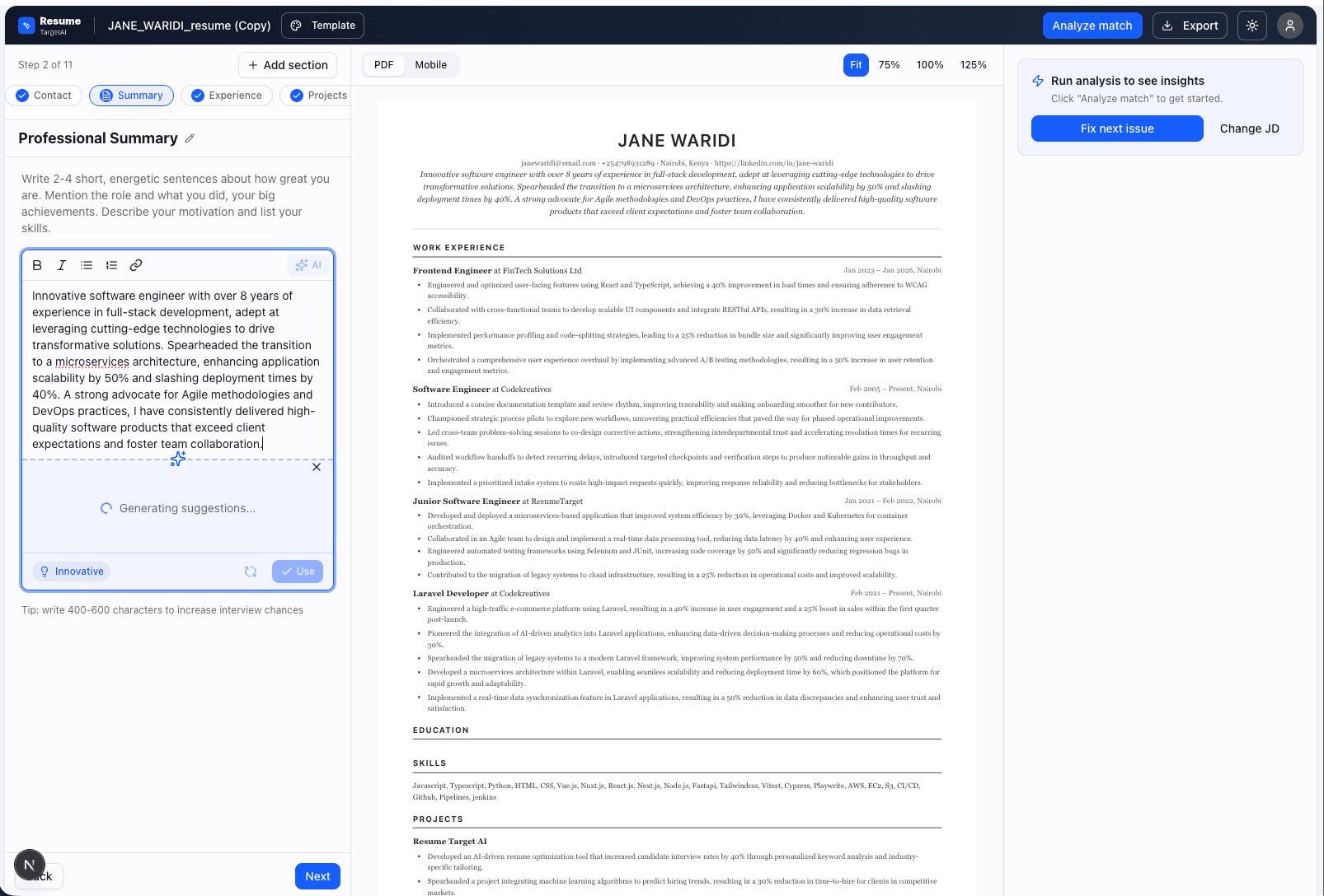 Resume Target AI - Resume Builder